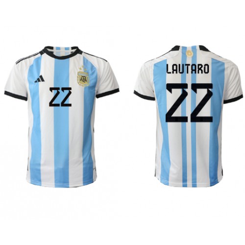 Argentina Lautaro Martinez #22 Replica Home Shirt World Cup 2022 Short Sleeve